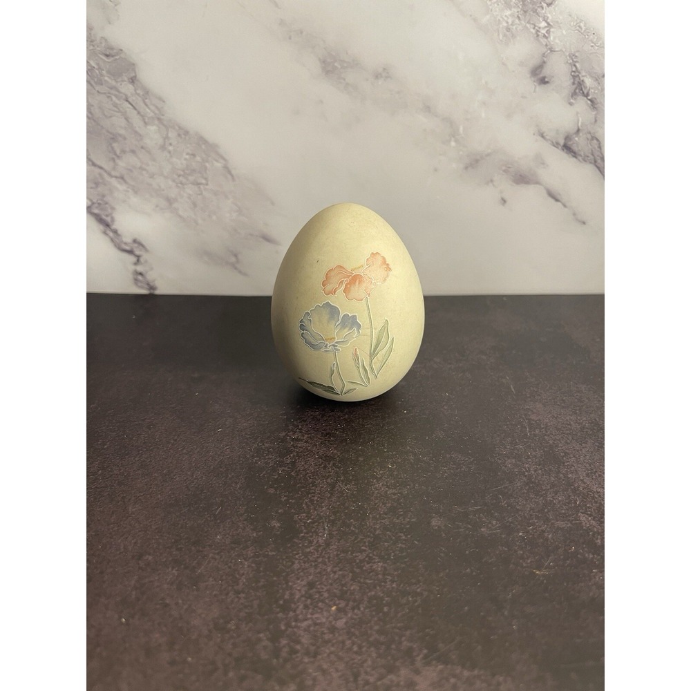 Vintage Painted Flowers Ceramic Egg Felt Bottom Cute And‎ Different